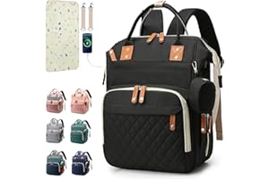 SHITIESHOU Sac à dos à langer pour bébé fille garçon sac à langer pour papa maman avec coussinet, 16 poches