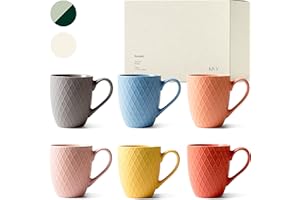 ‎KIVY KIVY Kaffeetassen 6er Set [400ml] - Hochwertiges Tassen Set mit Henkel - Kaffeebecher Set Matt - Teetassen Set Modern - Keramik Tasse groß für Kaffee & Tee - Kaffeetasse