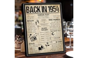 Benjia Geschenk 70 Geburtstag - Back in 1954 Schwarzer Rahmen Gerahmt Poster Germany - Frauen & Männer - Tischbild und Wand-Bild Aufsteller - Persönliches Jubiläum Geburtstagszeitung (20x25cm,Retro)