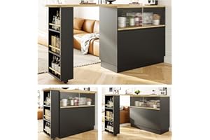 KUAKE Moderno tavolo allungabile, da bar e bistrot, girevole a 360°, per sala da pranzo e cucina (nero, 90 x 45 x 100 cm)