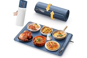 Lureshine Chauffe Plat Electrique pour 4 Températures & Minuteur 1/3/5h, Plaque Chauffante Electrique Portable et Rapide, Chauffe Plat électrique pour Réchauffer,Décongeler,Maison et Fêtes