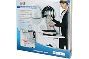 Purepower ‎Scanpart Universell Zwischenbaurahmen mit Arbeitsplatte, Verbindungsrahmen von bis zu 20 kg | Verbinder Zwischenbausatz Waschmaschine Trockner - weiß