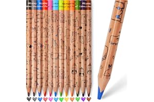 nsxsu 12 Jumbo Coloured Pencils for Kids, Triangle Colouring Pencils, Thick Animals Pattern Colour Pencil Set Art Supplies, Pre Sharpened Easy-Grip Stocking Stuffers