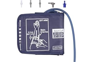 JIGERJS Große Blutdruckmanschette Ersatz, Große Komfortabel Manschette für 22-52 CM Armumfang Manschette mit 5 Anschluss, Manschette Kompatibel mit Beurer, Omron Meisten Blutdruckmessgeräten(XL: 22-52cm)