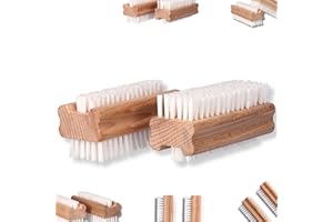 ToolSpace 2 Pezzi Spazzola per la Mano in Legno - Faggio Spazzolina per Pulizia Unghie Mani e Piedi - Dura Spazzole Doppiafaccia con Setole per Manicure Pedicure e Corpo - Spa Accessorio Spazzolino