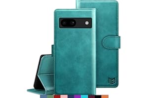 SUANPOT Funda para Google Pixel 8A con Tapa【Bloqueo RFID】de Cuero PU Cierre Magnético,Soporte Plegable,Ranura para Tarjeta Cover Wallet Leather para Pixel 8A Phone Case Azul Verde