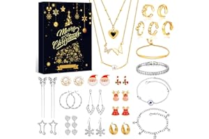 WEVOL Adventskalender 2023 Mädchen Frauen, Weihnachtskalender Schmuck Teenager Damen Kinder, Weihnachtsgeschenke Adventskalender Füllung 24 Überraschungen Mode mit Halskette Armbänder Ringe Ohrringe