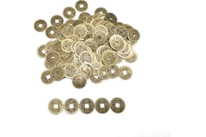 LilaLemon 100 Pcs Feng Shui Chinese Coins, I-ching Good Luck Fortune Coins for Health Success and Wealth 2cm
