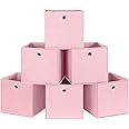 SONGMICS 6955880393473 Set of 6 Foldable Storage Boxes, Fabric Storage Cubes, Clothes Organiser, Toy Bins with Grommet, for Bedroom, Living room, Pink, 30 x 30 x 30 cm