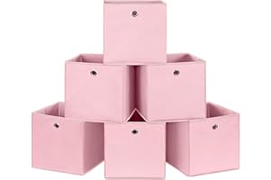 ‎SONGMICS SONGMICS Aufbewahrungsboxen, 6er Set, Faltbare Stoffboxen, Faltboxen Aus Vliesstoff, Würfel, Aufbewahrungskörbe, Für Spielzeug Und Kleidung, Rosa RFB02PK-3