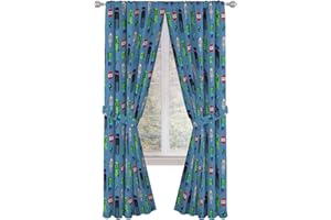 JAY FRANCO Minecraft Monster Hunters 84" Inch Drapes - Beautiful Room Décor & Easy Set Up, Bedding - Curtains Include 2 Tiebacks, 4 Piece Set (Official Minecraft Product)