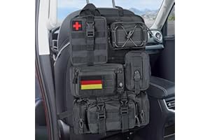 rigpati Tactical Car Seat Organiser Backseat Molle Panel, Sitz Molle Tasche Auto Organizer Tactical Seat Back Organizer (Schwarz)