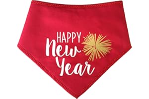 Spoilt Rotten Pets S2 Red Firework Happy New Year Hogmanay Dog Bandana Party Costume Dog Cat Pet Bandana Scarf