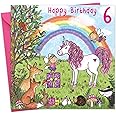 Twizler 6th Birthday Card For Girl with Unicorn – Age 6 Birthday Card – Age 6 Card – Age 6 Girl Gifts – Childrens Birthday Card – Girls Birthday Card – Happy Birthday Card