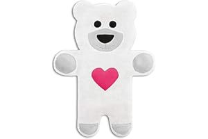 CUSCINO RISCALDABILE Leschi per la pancia, la schiena e la zona lombare/Per coliche dei neonati e il ciclo/Per microonde, con semi di grano/Cuscino termico per bambini/Teddy l’orso con cuore, bianco