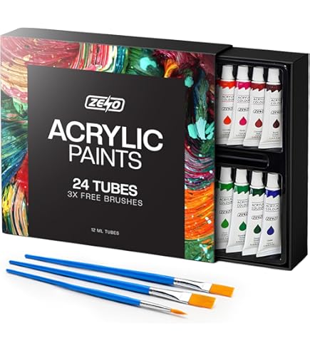 Set Colori Acrilici Camel Camlin Kokuyo - 12 Tubetti Da 9ml, Tonalità Assortite Per Tela E Legno