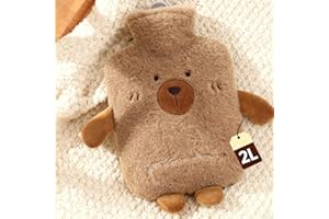 CIMOWN Wärmflasche mit Weicher Bezug, Wärmflasche Tier Groß 2 Liter,Zur Schmerzlinderung