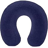 Amazon Basics - Cilindrico Cuscino per il collo, in memory foam, 1 unità ,confezione da 1, Blu navy