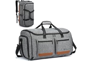 TUGUAN Kleidersack Reisetasche Herren, 58L Anzugtasche Handgepäck Business mit Schuhfach & Rucksackfunktion, 3 in 1 Große Kleidertasche Anzugsack Reise Tasche Damen, Grau