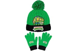 Teenage Mutant Ninja Turtles Hut und Handschuhe Jungen Grüne Strick Mütze