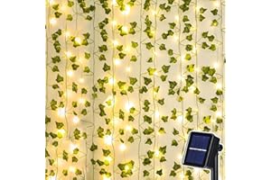 Dekofun Guirlande Solaire Exterieur Jardin 10M 100 LED Lierre Artificiel Guirlande Lumineuse,8 Modes Étanche Deco Terrasse Exterieur pour Jardin Balcon Chambre porte, Cour Fête Decoration