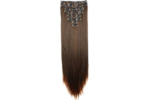 ‎CAISHA CAISHA XL 60cm 7 Teile Set CLIP IN EXTENSIONS Jenny Haarverdichtung Haarverlängerung Glatt Braun Mix CE9
