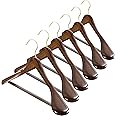 ZOBER High-Grade Wide Shoulder Wooden Coat Hangers with Gold hook Non Slip Pants Bar - Wooden Suit, Coat Hanger, Holds Upto 20lbs, for Dress, Jacket, Heavy Clothes Hangers (VINTAGE, 3 PACK)