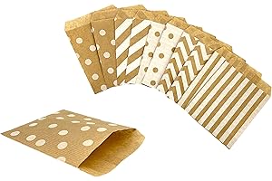PAKNOR® Lot de 50 sacs en papier marron - 13 x 17 cm - Sacs à bonbons pour emballer des cadeaux, des cadeaux, un anniversaire d'enfant, un mariage, une fête, etc. (50)