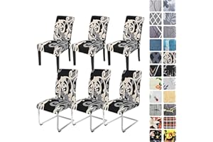‎ALISHOMTLL Alishomtll Stretch Stuhlhussen 4er/6er Set Schwarze Stuhlbezug Schwingstuhl Elastische Hussen Abnehmbarer Waschbarer Stühle Schutz für Esszimmer Hotel Bankett Hochzeit (Königlicher Stil, 6 Stück)
