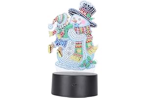 Fydun LED Diamond Painting Lamp DIY Special Shaped Diamond Painting LED Light Smart Touching Sensor 3D USB Christmas Decoration (Snowman)