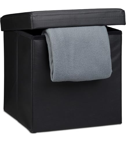 Pouf De Rangement Avec Couvercle Matelassé AKORD CARO Velour Colour Gris Graphite Hauteur 33 Cm