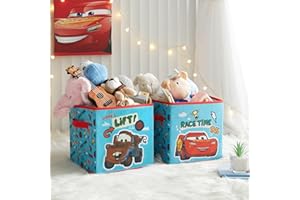 Idea Nuova Cars Set of 2 Durable Storage Cubes with Handles, 10"x10"x10" Cubes