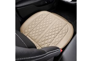 POKSRI Guero Genuino Piel de Vaca Funda Asiento Coche,Protector Funda Asiento Coche Delantero,cojin Auto,Funda Coche Asiento Cubierta Forro Universales 90% de vehículos(Beige,1p)