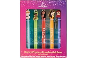 Get Trend Disney Princess Pens 5 Pack Erasable Gel Pens Cinderella Ariel School Supplies Stationery Set Rollerball with Blue Ink Gifts for Girls (Princess)