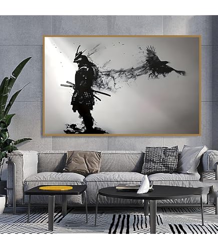 VTRXEG Poster samurai giapponese,Modern quadro giapponese in tela geisha,Adatto per il poster decorazione camera da letto soggiorno, senza cornice (B