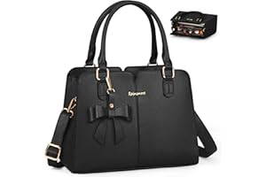 RAINSMORE Bolsos Mujer de Mano Cuero PU Impermeables Bolso Bandolera con Bolsillo Antirrobo Bolso de Hombro Universidad Tote Bag con Arco para Trabajo Compras Escuela