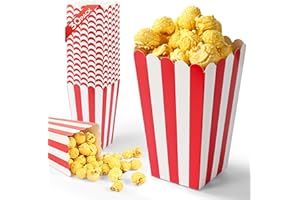 Chumix 30 Sacchetti Pop Corn, Piccoli Porta Pop Corn Rossa Realizzata Robusto Cartone Bianco, Facile da Montare, Per Serate al Cinema, Natale, Matrimoni,Spuntini Feste (Rosso-30)