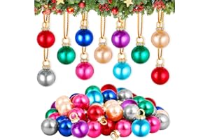 ASTNIC 64 palline per albero di Natale, 8 colori 15mm, mini infrangibili, da appendere, per festività, matrimoni, feste, regali, decorazioni (colori misti)