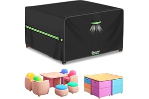 Lorugred Garden Furniture Covers Waterproof,110X110X74cm Patio Outdoor Table Cover,420D Heavy Duty Cube Patio furniture cover with Air Vent,Small Square Rattan Table and Chairs set Covers