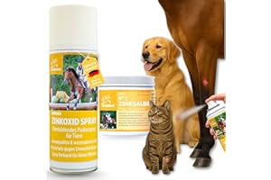 EMMA Pomada de Zinc + Spray de Zinc Perro Caballo Pomada de Spray para Heridas Protección Animales Pomada Óxido de Zinc Curación de Heridas Desinfección de Heridas Parche de Spray y Crema de Zinc 2*250ml