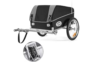 CXWXC Remorque Velo Cargo avec Amortisseur, Capacité de Charge Jusqu'à 120l et 88lb / 40kg, Remorque de Fret Pliante, Remorque de Transport de Signal de Sécurité de Vélo avec Bâche (Jaune)