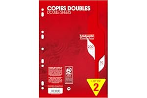 Calligraphe 5616AMZC Lot de 2 Paquets de Copies Doubles Perforées sous film (une Marque de Clairefontaine) - A4 21x29,7 cm - 200 Pages Petits Carreaux - Papier 70 g