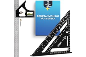Snickarkvadrat (Set of 2) - Komplett Snickarkvadratkit 12-EN-1-185 mm Metallkvadrat + 300 mm Spårningsverktyg - Multifunktionella Kvadrater för DIY-verktyg