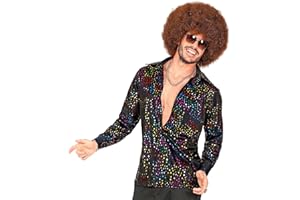 W WIDMANN MILANO Party Fashion – koszula disco dla mężczyzn w stylu lat 70., koszula kostiumowa w stylu retro na karnawał, imprezy tematyczne