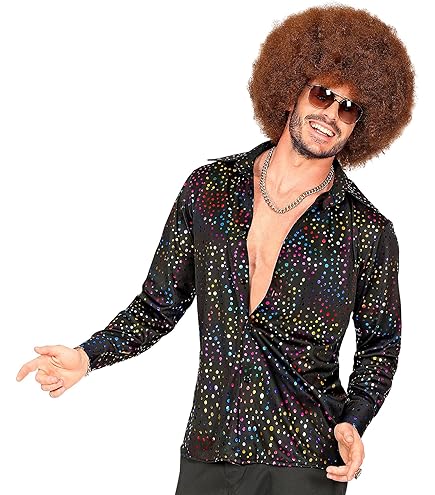 W WIDMANN - jaren '70 hemd, discofever, kostuum, carnaval, themafeest