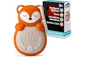 Cloud B Sweet Dreamz Fox – Maschine mit weißem Rauschen & Nachtlicht für Kinder – 4 weißes Rauschen & 4 Schlaflieder, intelligenter Sensor | beruhigende Geräusche lindern Angst vor Dunkelheit