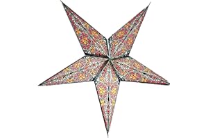 YEPSIO Paper Star Lantern Lampshade Light Shades Large 60cm Star Hanging Decorations for Christmas Wedding Home Decoration Birthday Party (Red, Black, Multi)