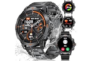 LIGE Smartwatch Uomo Militare,1.43” AMOLED/500mAh Smartwatch con Chiamata Bluetooth Cardiofrequenzimetro SpO2,IP68 Impermeabile 100+ Modalità Sportive per Android iOS