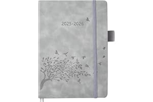 YHH Diario Scuola 2025 2026 A5, Agenda Giornaliera Un Giorno per Pagina, Elastica, Portapenne & Tasca, Pagine di Nota, Copertina Rigida, Planner per Famiglia Lavoro Scuola, Agosto25 a Luglio 26, Grigio