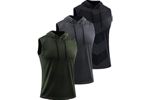 Cadmus Men's Workout Sleeveless Hoodies Athletic Training 3 Pack Gym Tank Tops Sports Fitness T Shirts